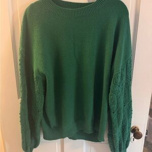 Emerald Green Women's Sweater with Fun Sleeves